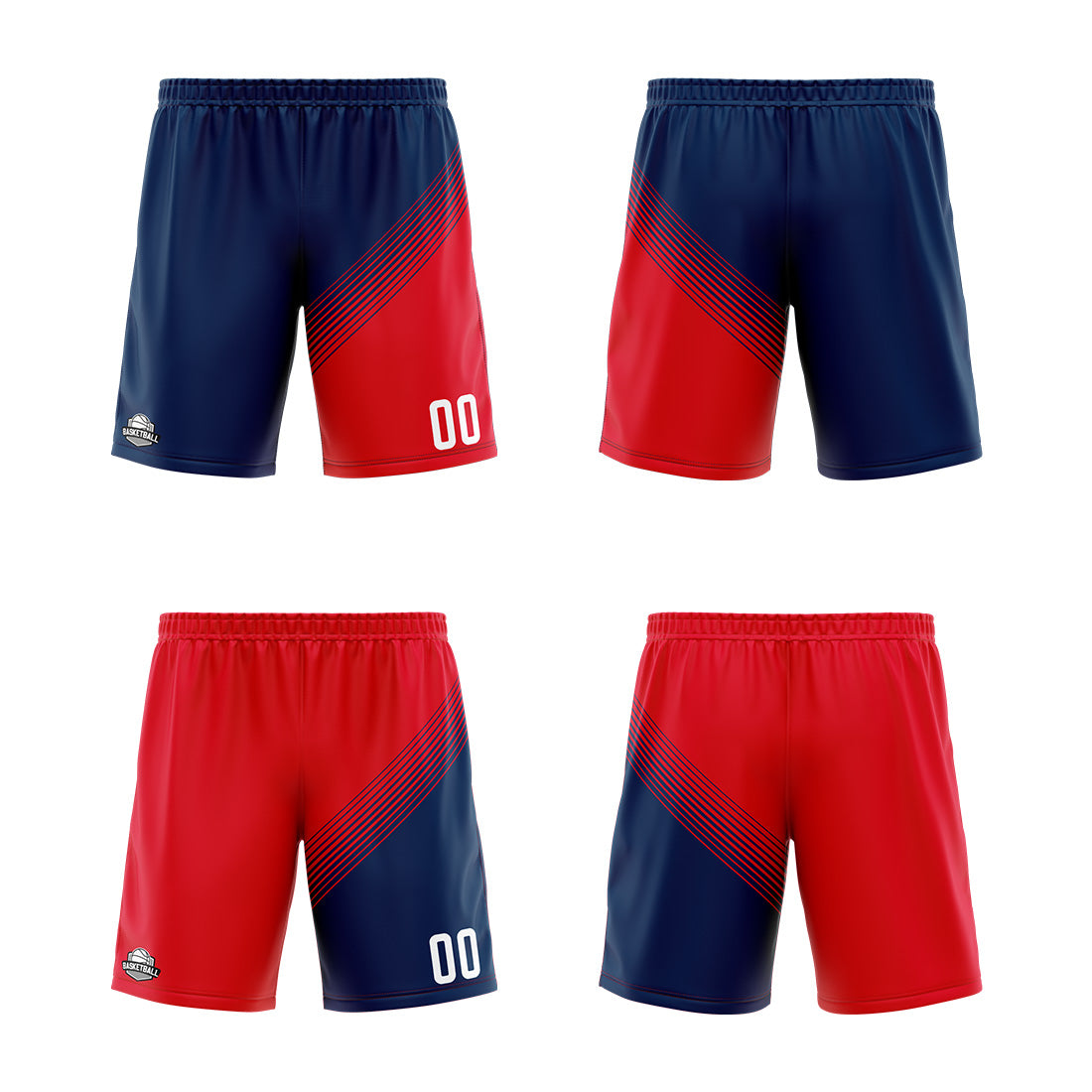 Custom Navy Red Reversible Basketball Suit for Adults and Kids Personalized Jersey
