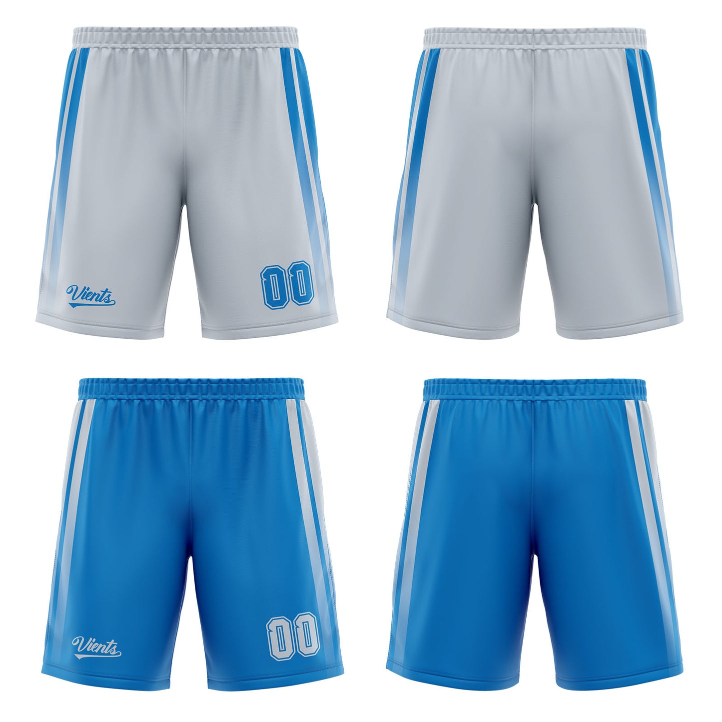 Custom Blue Grey Reversible Basketball Suit for Adults and Kids Personalized Jersey