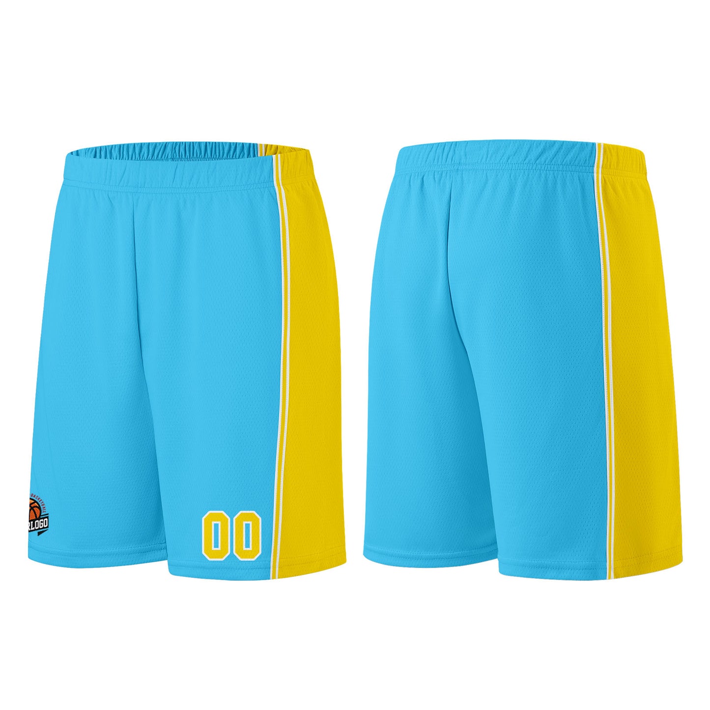 Custom Light Blue Yellow Basketball Jersey for Men Women Adult Youth Stitched Name Number Logo