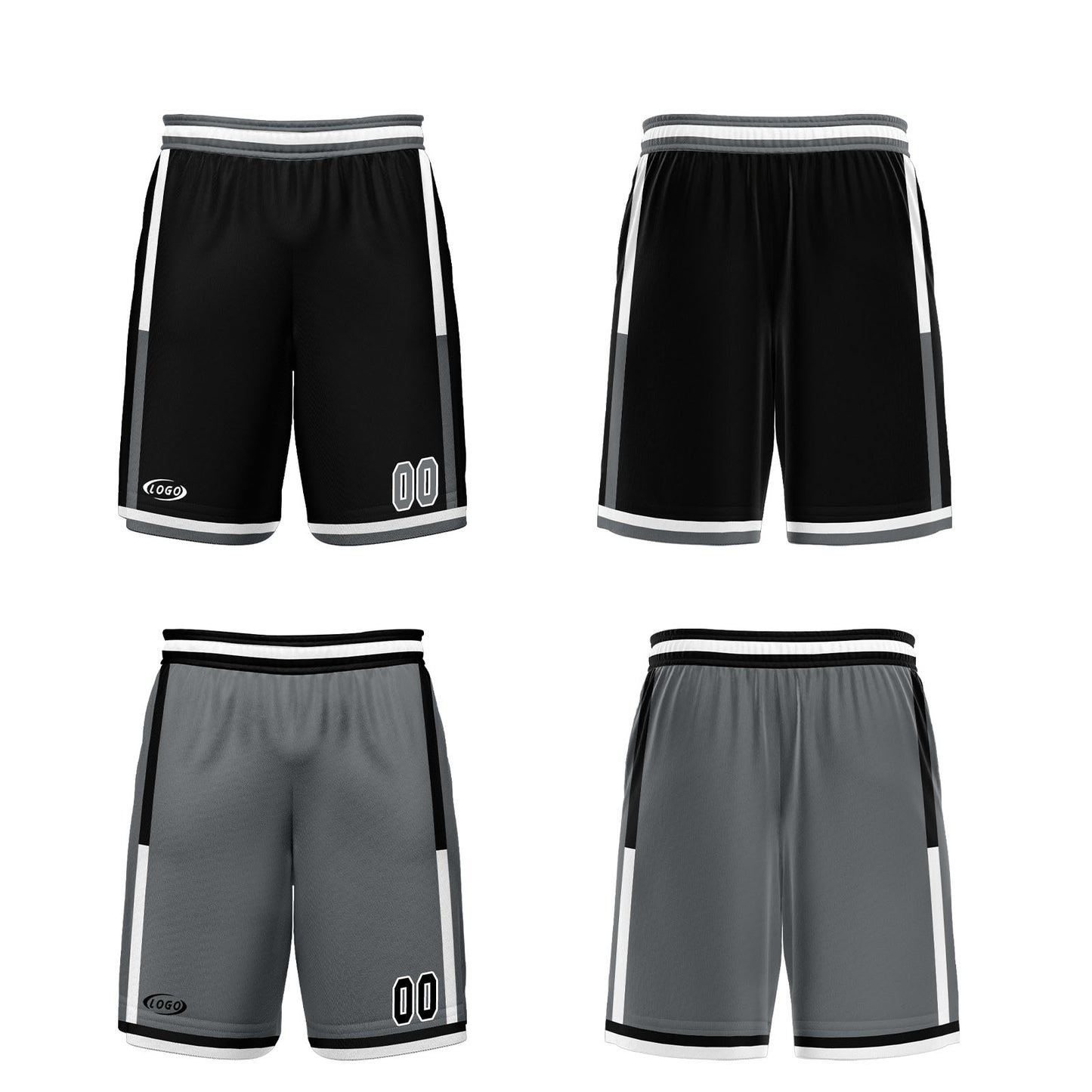 Custom Black Grey Reversible Basketball Suit for Adults and Kids Personalized Jersey