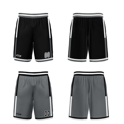 Custom Black Grey Reversible Basketball Suit for Adults and Kids Personalized Jersey
