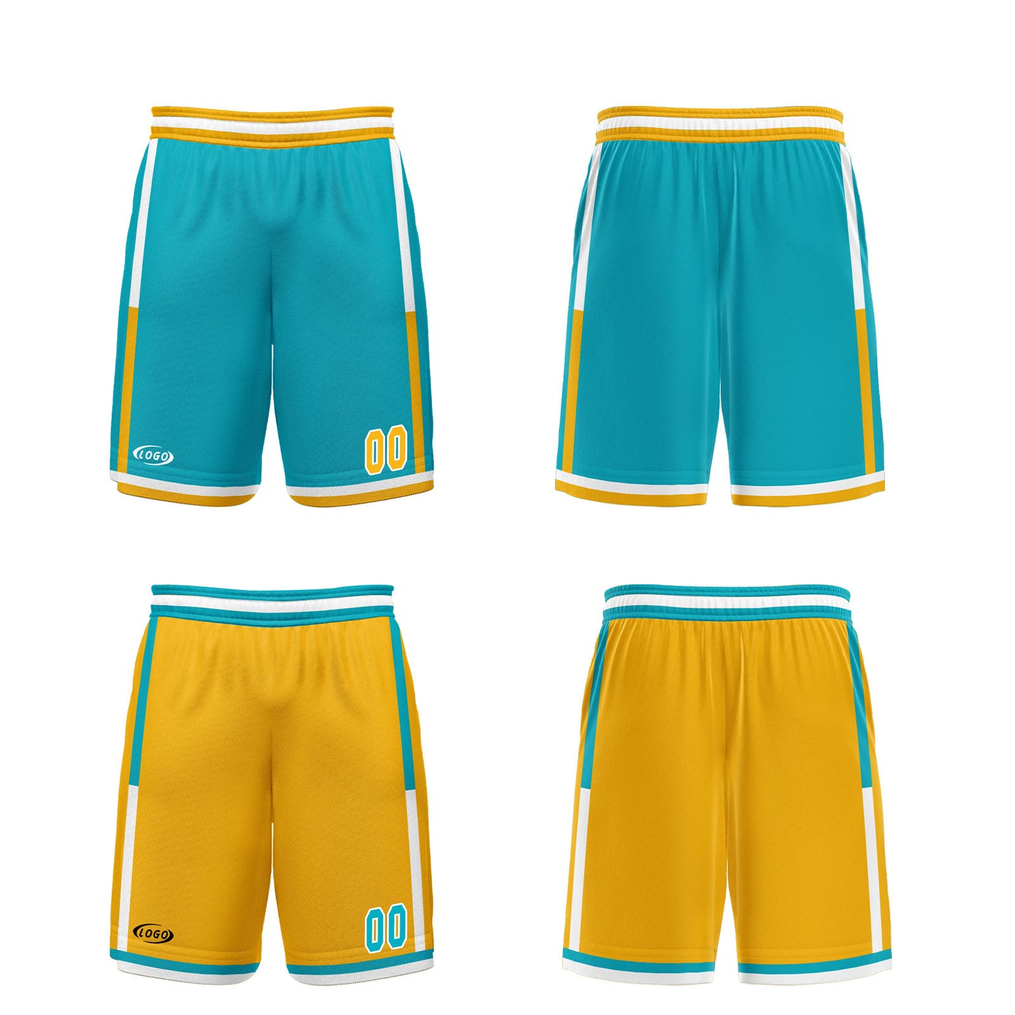 Custom Cyan Yellow Reversible Basketball Suit for Adults and Kids Personalized Jersey