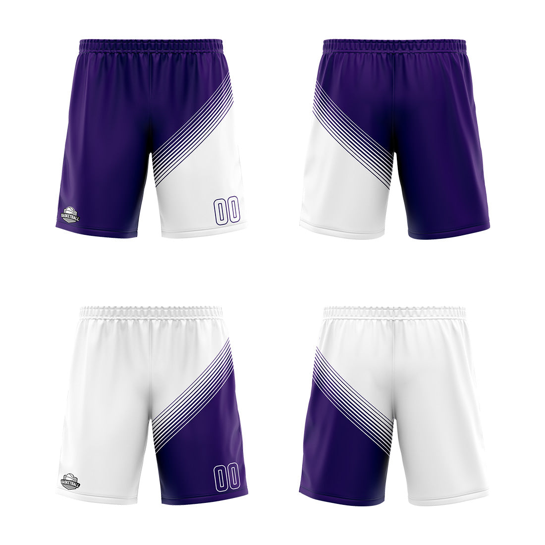 Custom Purple White Reversible Basketball Suit for Adults and Kids Personalized Jersey