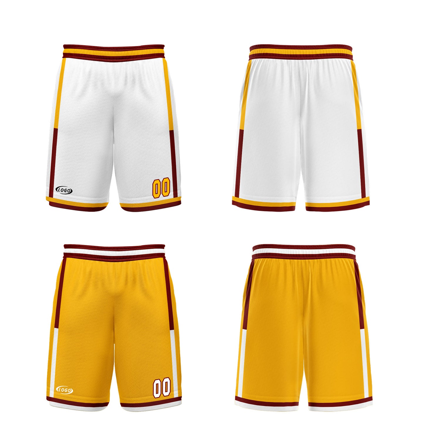 Custom White Yellow Reversible Basketball Suit for Adults and Kids Personalized Jersey