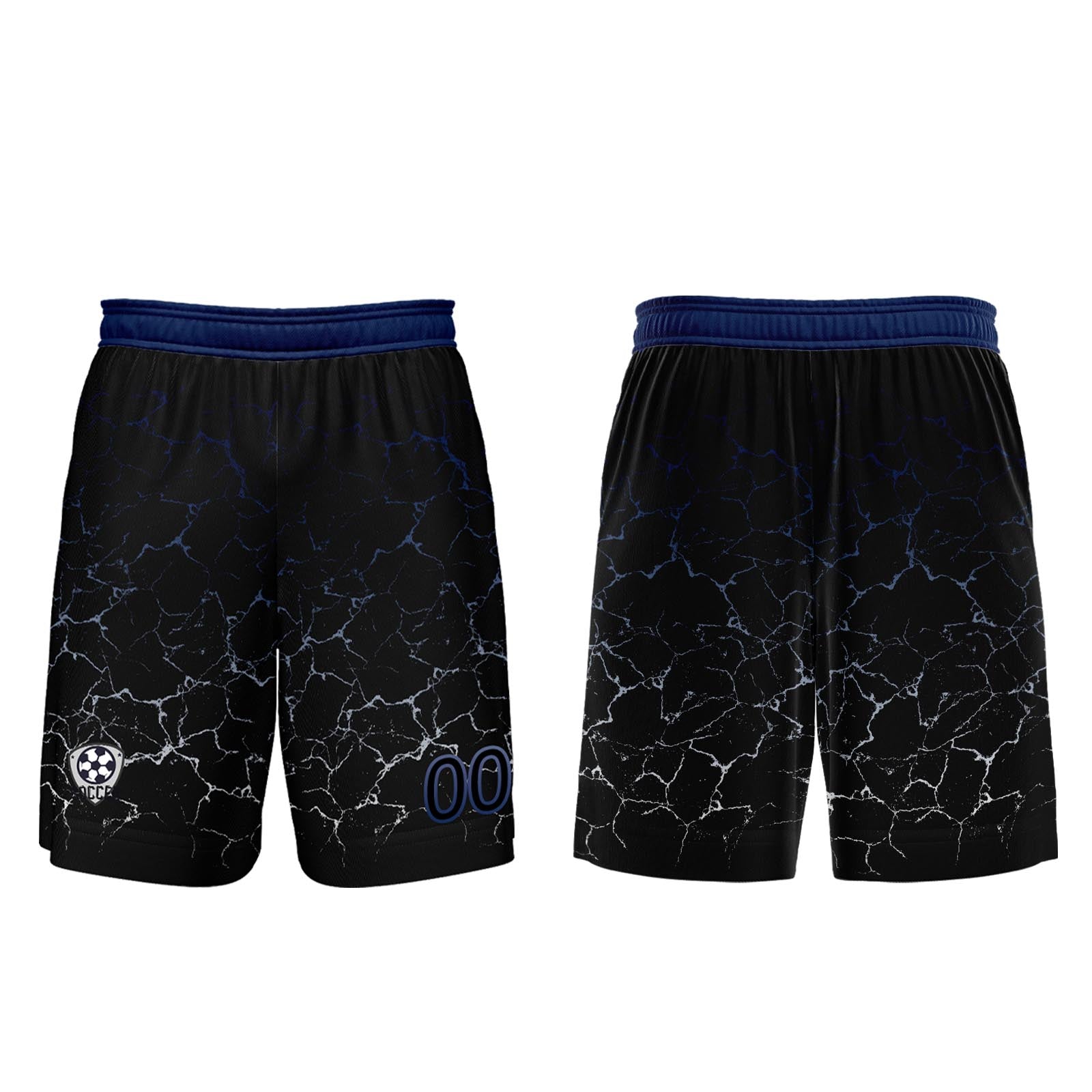 Custom Black Deepblue Soccer Uniform Jersey Kids Adults Personalized Set Jersey Shirt