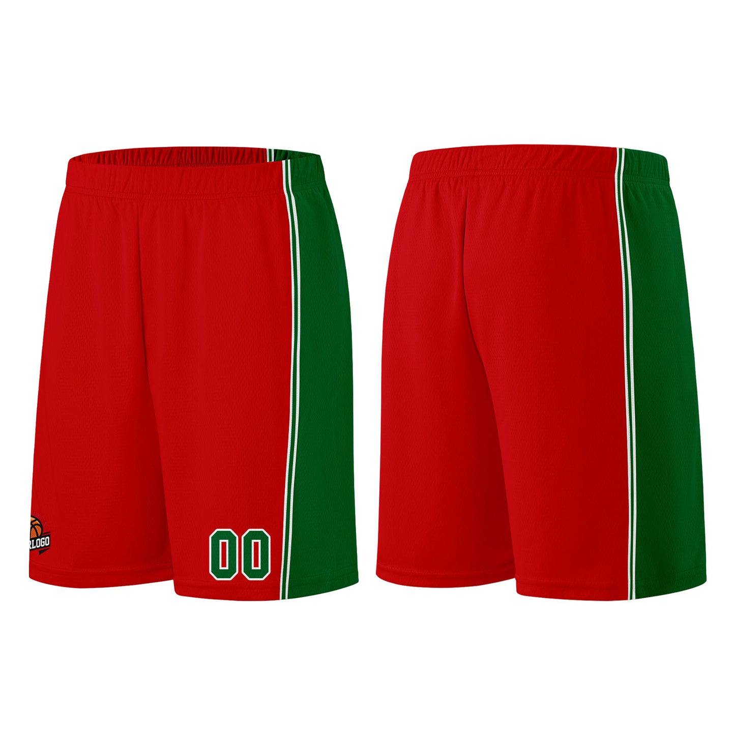 Custom Red Green Basketball Jersey for Men Women Adult Youth Stitched Name Number Logo