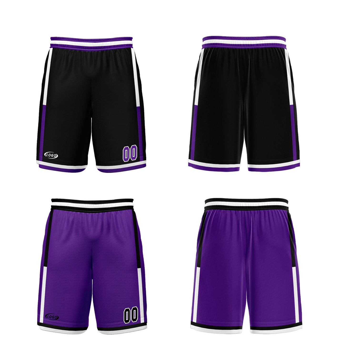 Custom Black Purple Reversible Basketball Suit for Adults and Kids Personalized Jersey