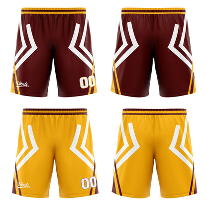 Custom Brown Yellow Reversible Basketball Suit for Adults and Kids Personalized Jersey