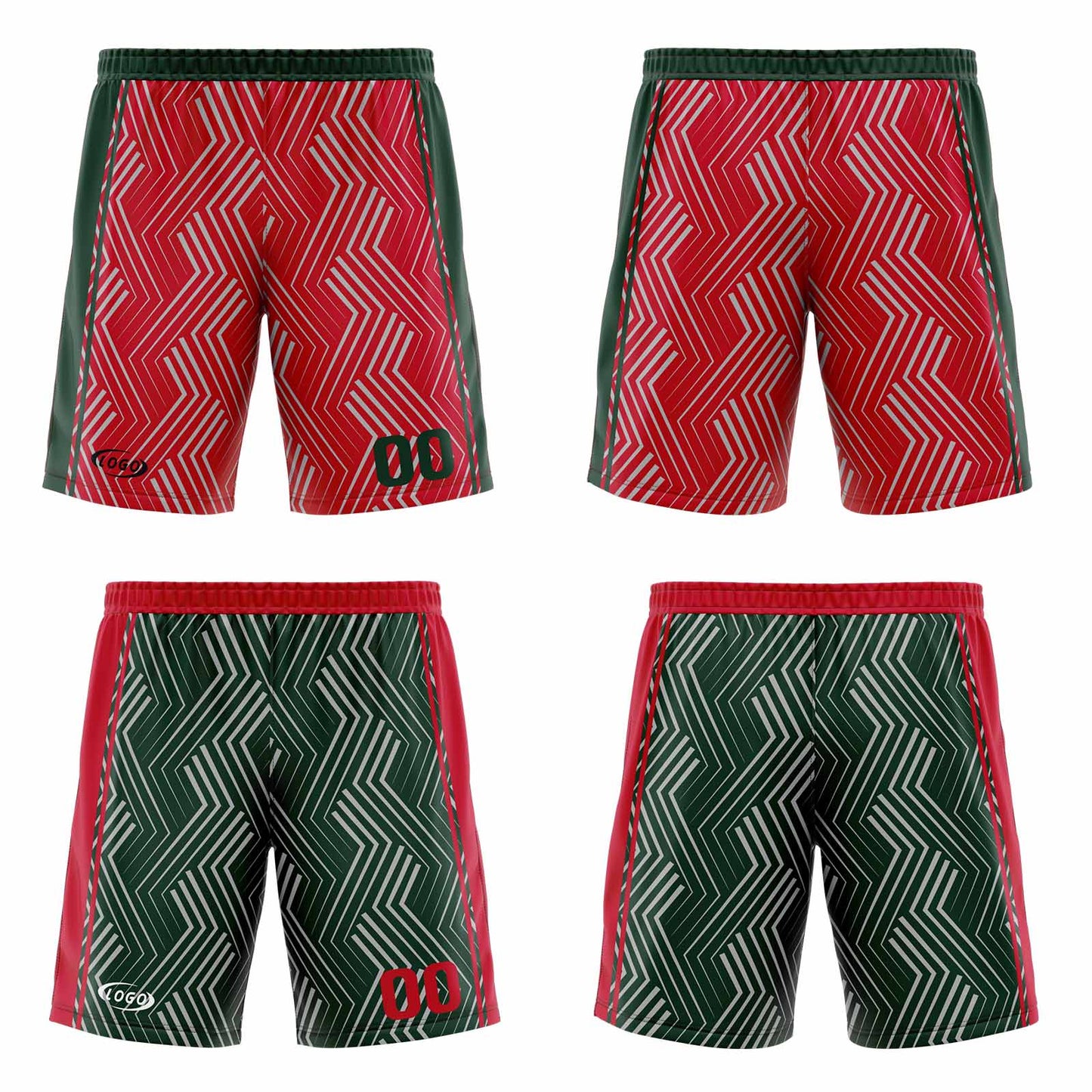 Custom Red Green Reversible Basketball Suit for Adults and Kids Personalized Jersey