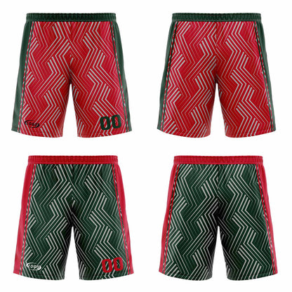 Custom Red Green Reversible Basketball Suit for Adults and Kids Personalized Jersey