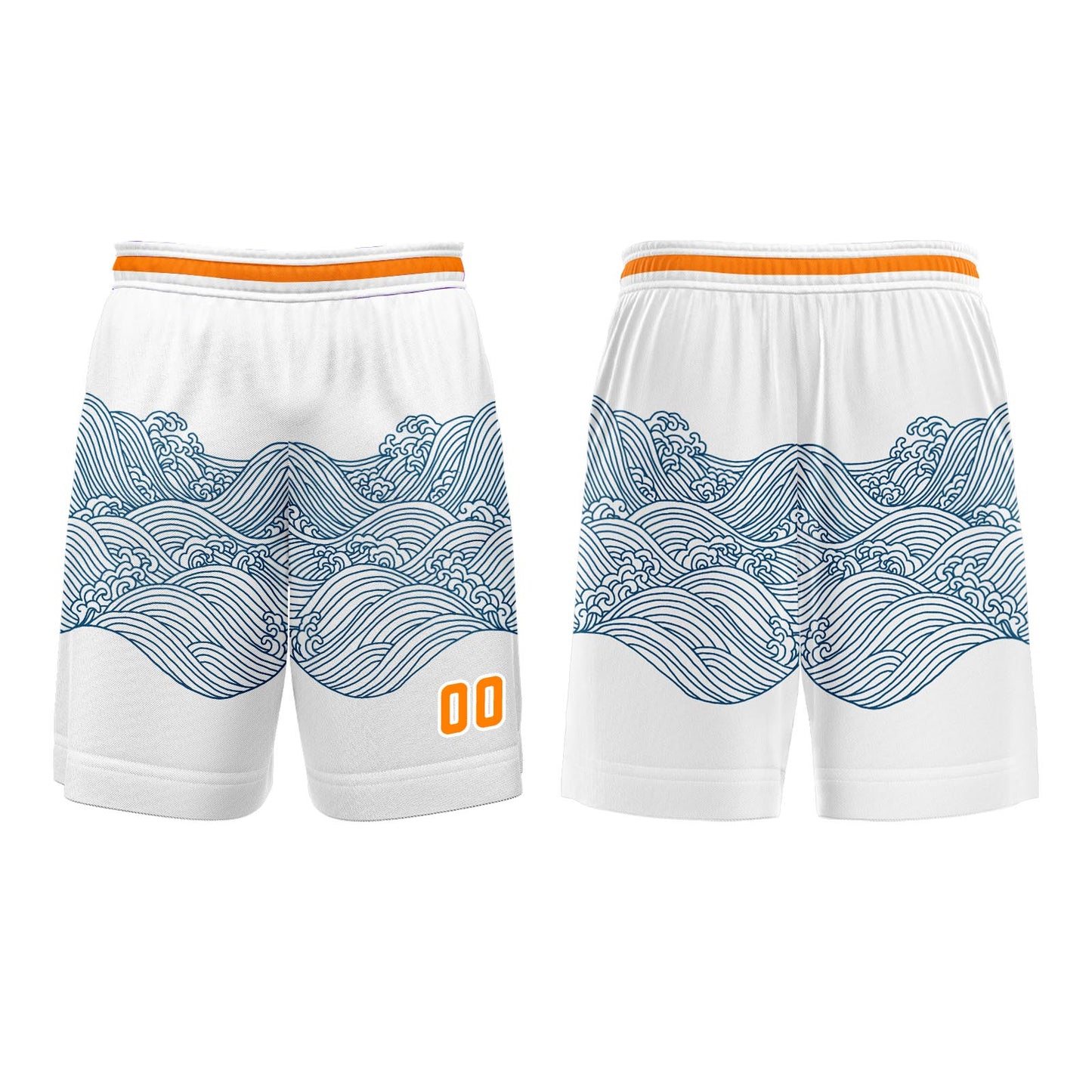 Custom White Blue Orange Basketball Jersey Uniform Suit Printed Your Logo Name Number