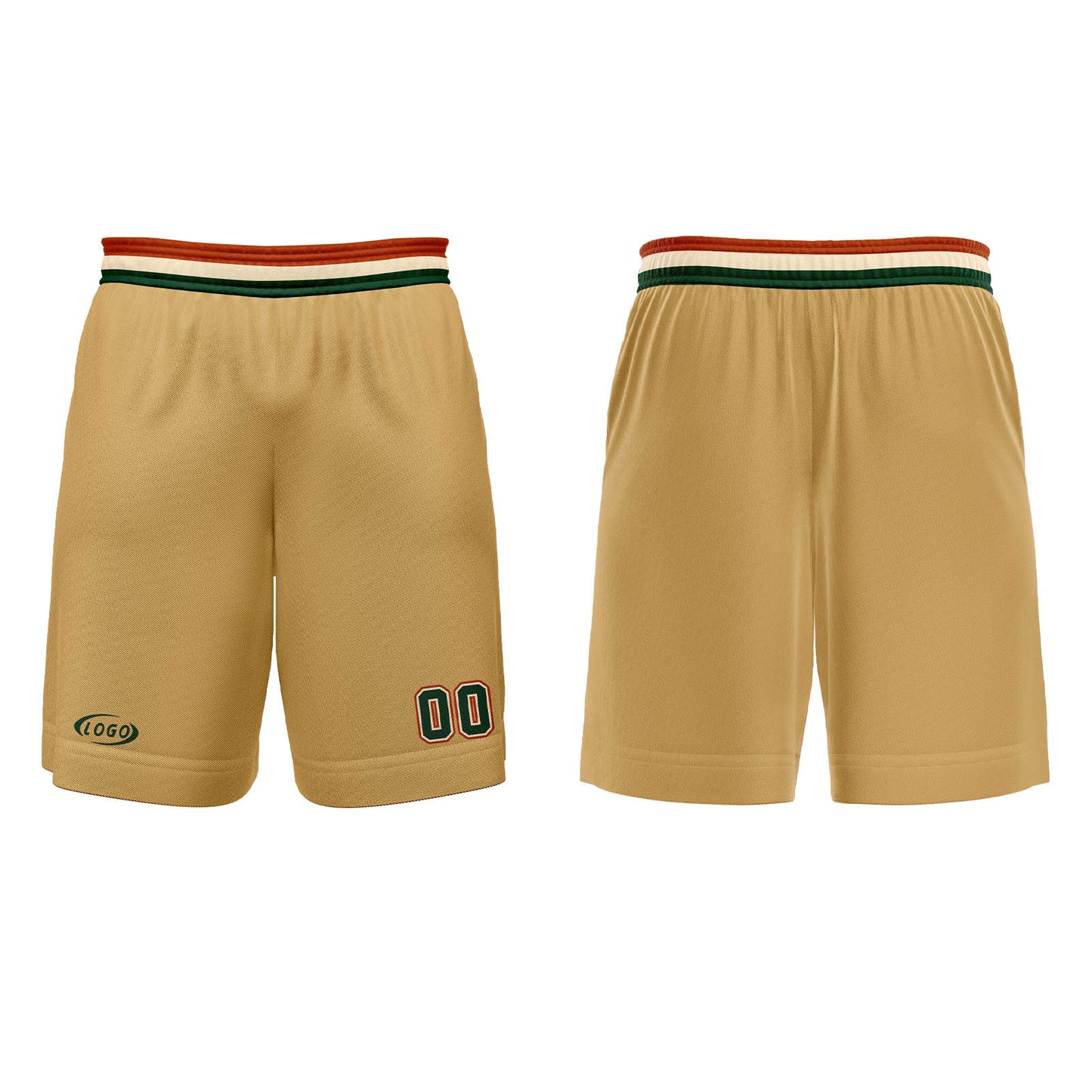 Custom Light Brown Green White Red Basketball Jersey Uniform Suit Printed Your Logo Name Number