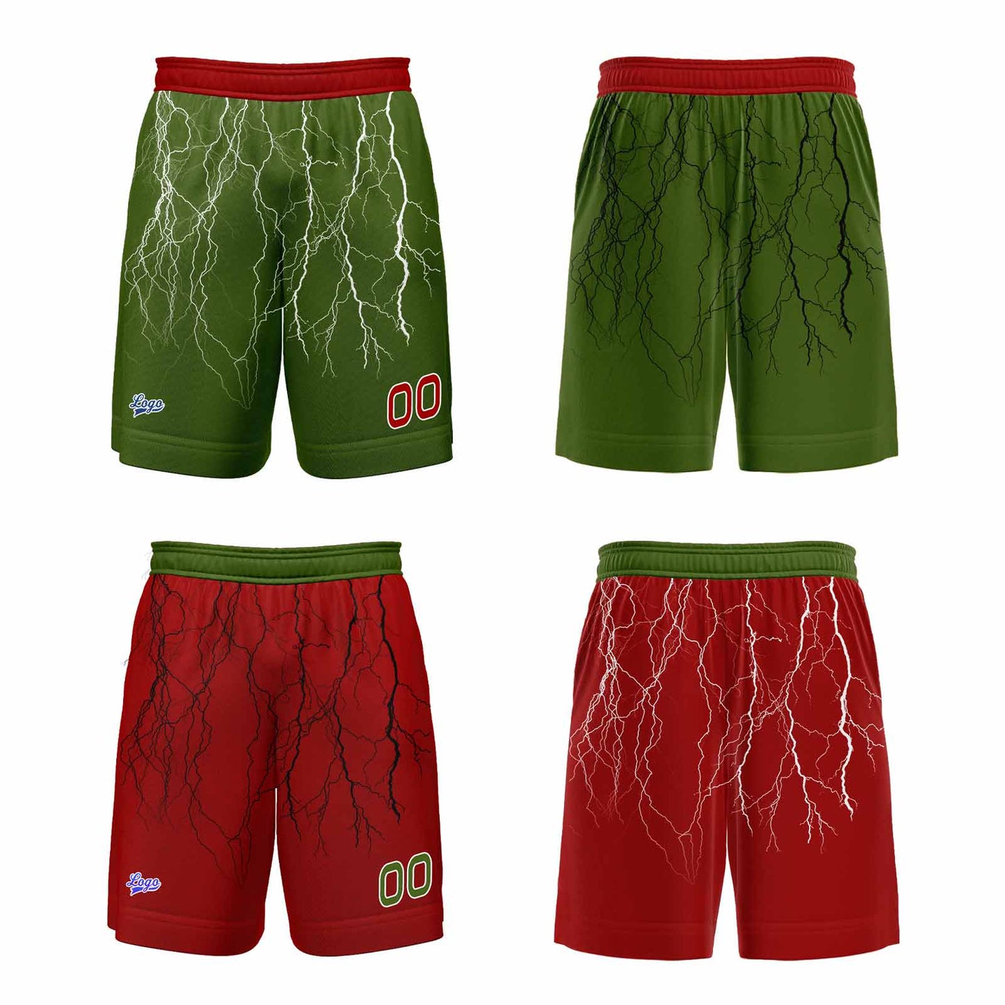 Custom Red Green Reversible Basketball Suit for Adults and Kids Personalized Jersey