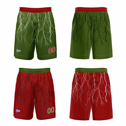 Custom Red Green Reversible Basketball Suit for Adults and Kids Personalized Jersey