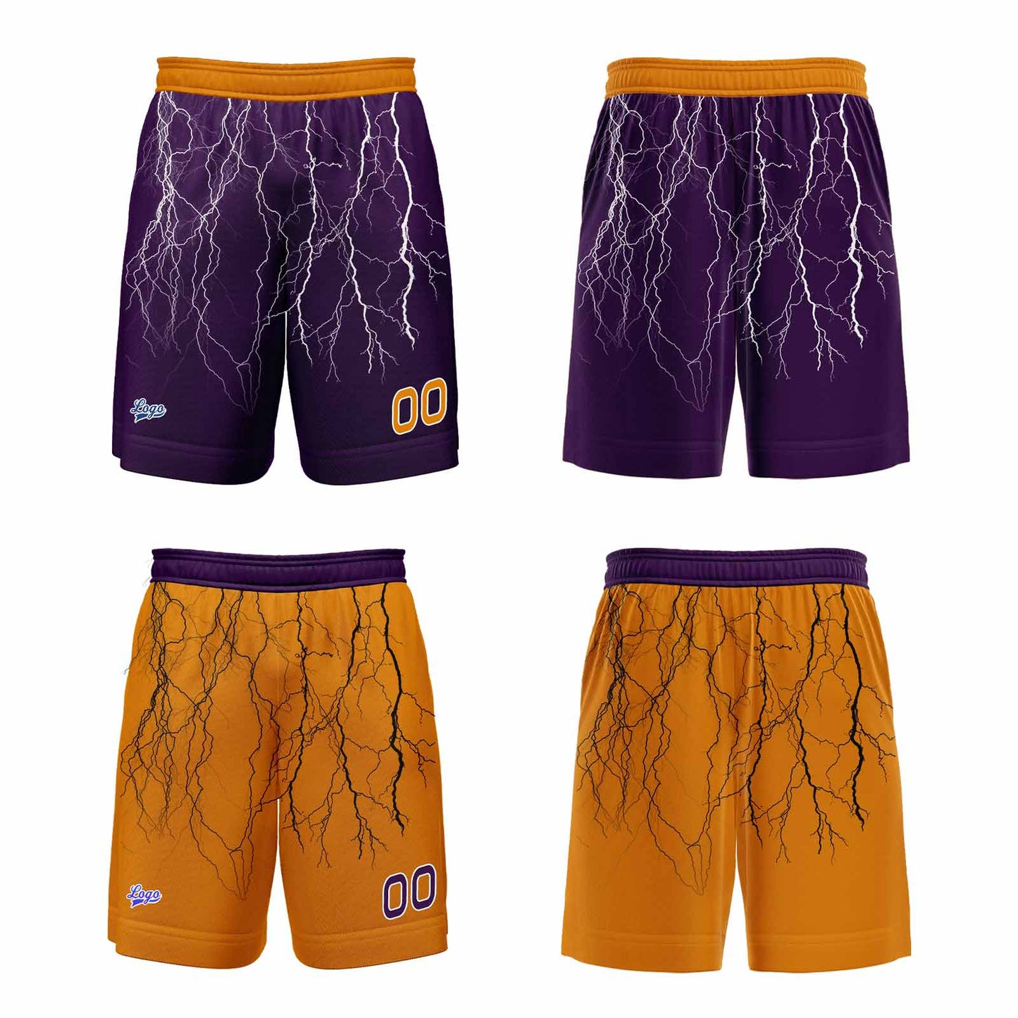 Custom Purple Orange Reversible Basketball Suit for Adults and Kids Personalized Jersey