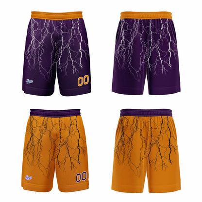 Custom Purple Orange Reversible Basketball Suit for Adults and Kids Personalized Jersey