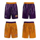 Custom Purple Orange Reversible Basketball Suit for Adults and Kids Personalized Jersey