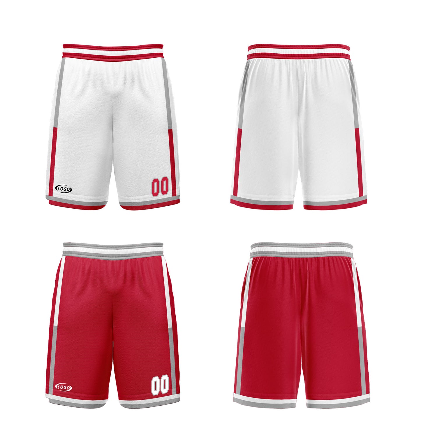 Custom White Red Reversible Basketball Suit for Adults and Kids Personalized Jersey