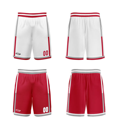 Custom White Red Reversible Basketball Suit for Adults and Kids Personalized Jersey
