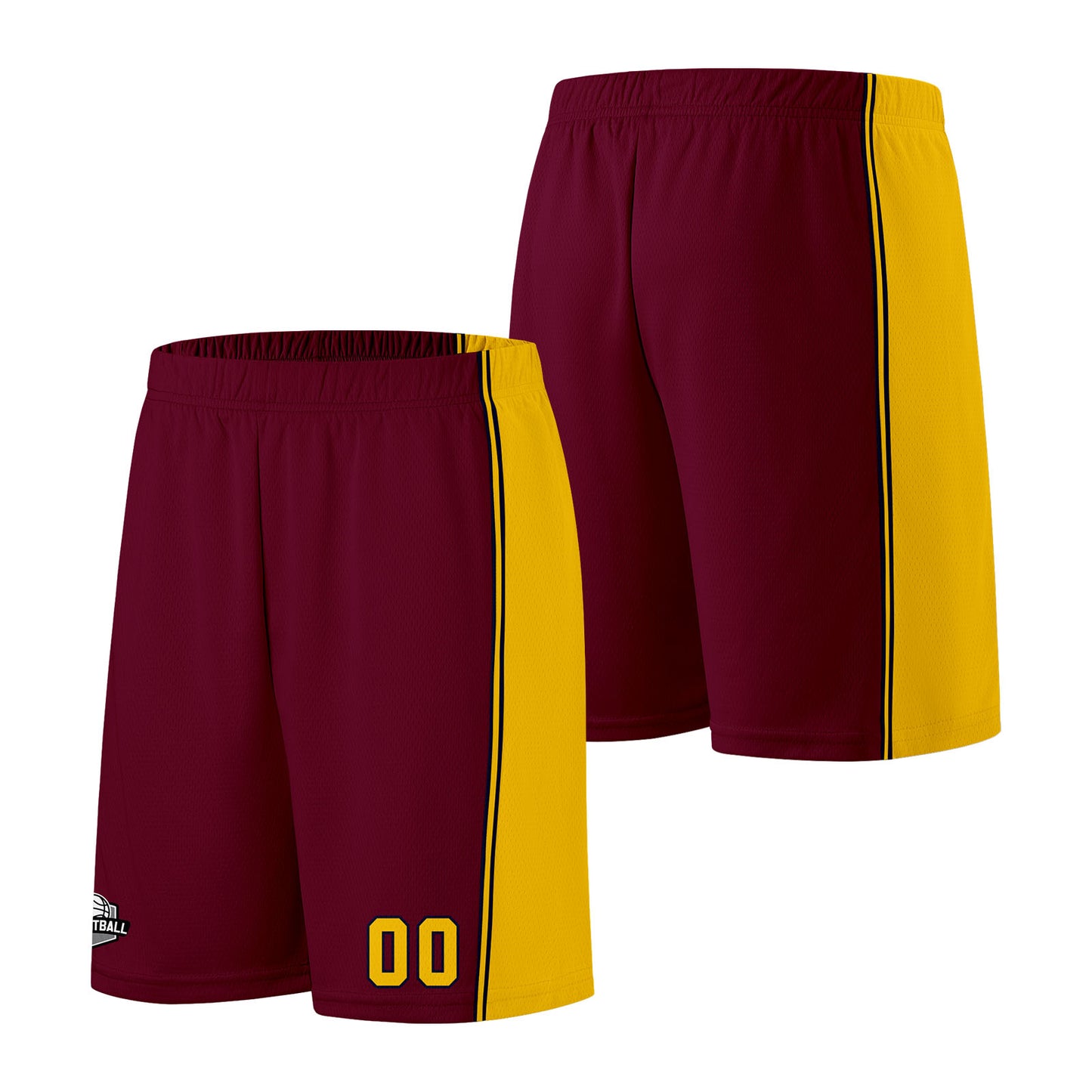 Custom Burgundy Yellow Basketball Jersey for Men Women Adult Youth Stitched Name Number Logo