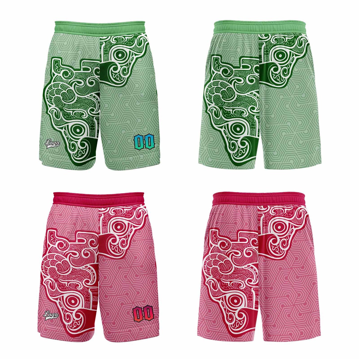 Custom Green Pink Reversible Basketball Suit for Adults and Kids Personalized Jersey