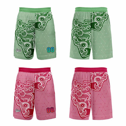 Custom Green Pink Reversible Basketball Suit for Adults and Kids Personalized Jersey