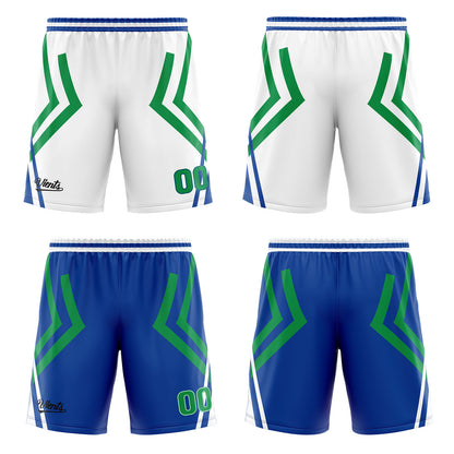 Custom White Blue Green Reversible Basketball Suit for Adults and Kids Personalized Jersey