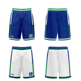 Custom Blue White Green Reversible Basketball Suit for Adults and Kids Personalized Jersey