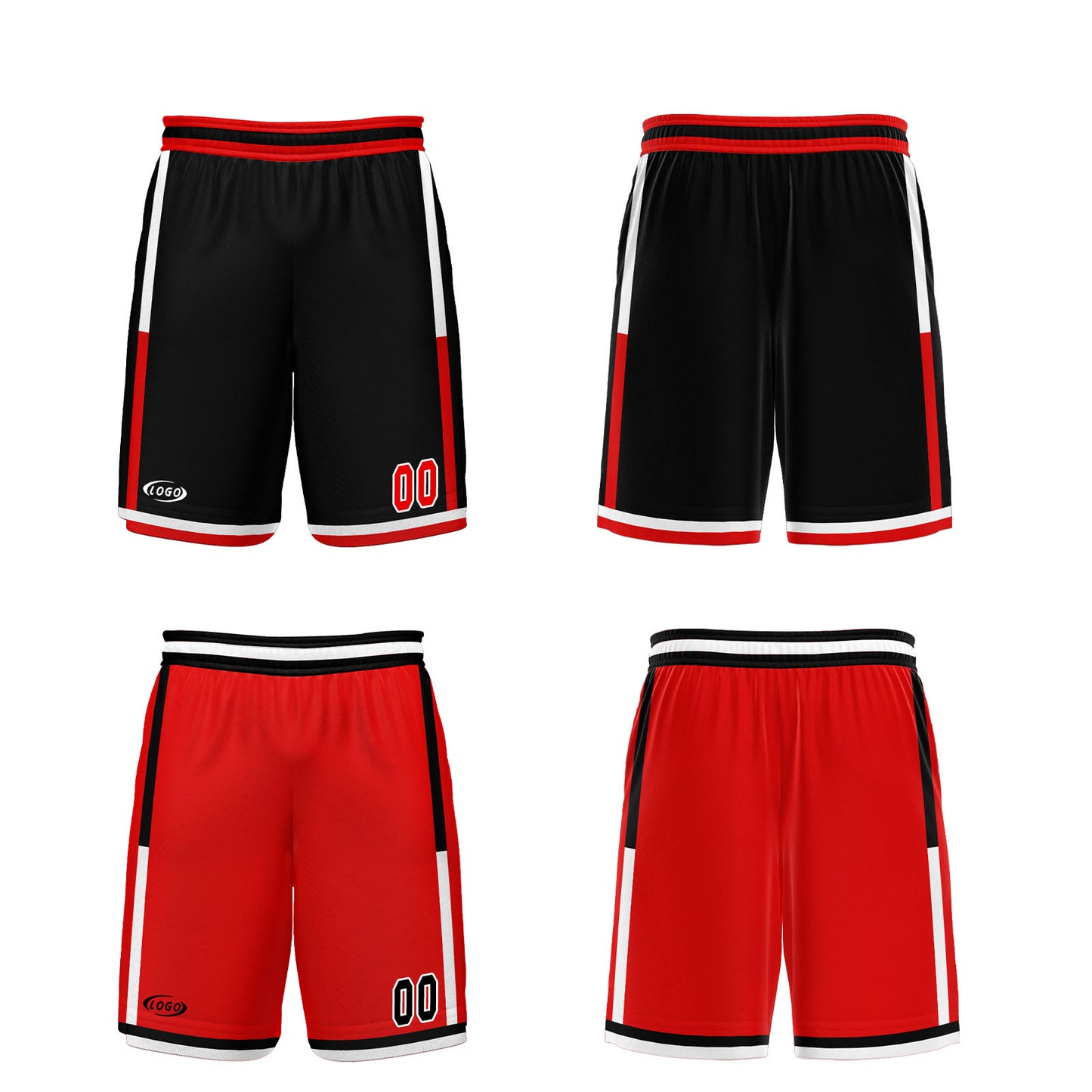 Custom Black Red Reversible Basketball Suit for Adults and Kids Personalized Jersey