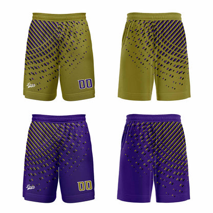 Custom Gold Purple Reversible Basketball Suit for Adults and Kids Personalized Jersey