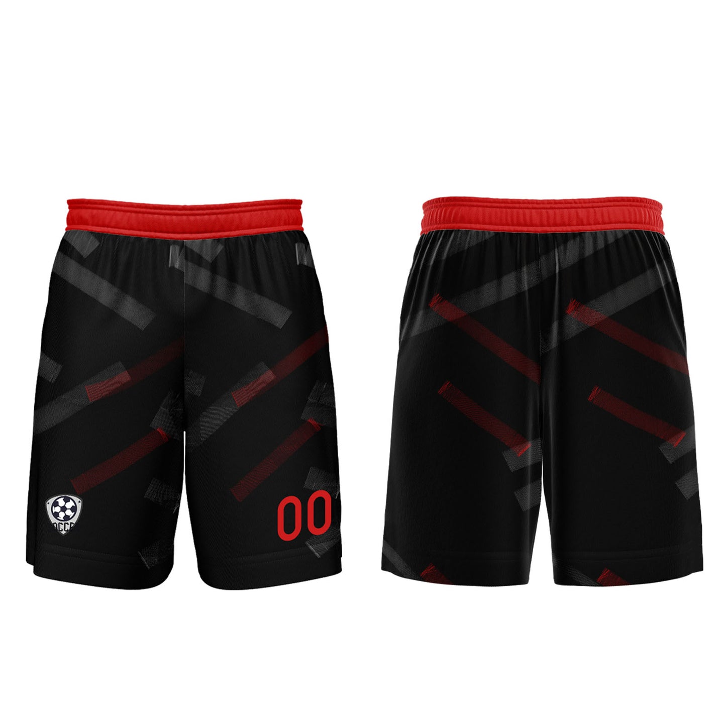 Custom Black Red Soccer Uniform Jersey Kids Adults Personalized Set Jersey Shirt