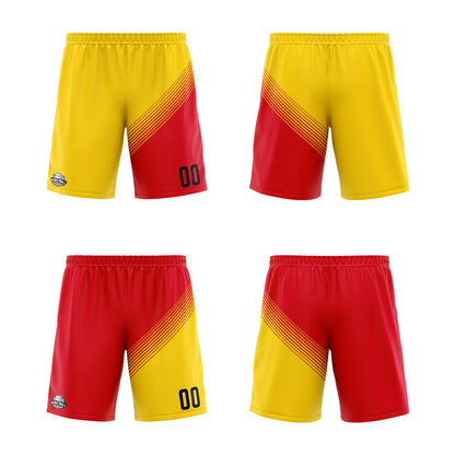Custom Yellow Red Reversible Basketball Suit for Adults and Kids Personalized Jersey