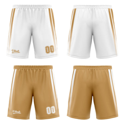 Custom Brown White Reversible Basketball Suit for Adults and Kids Personalized Jersey