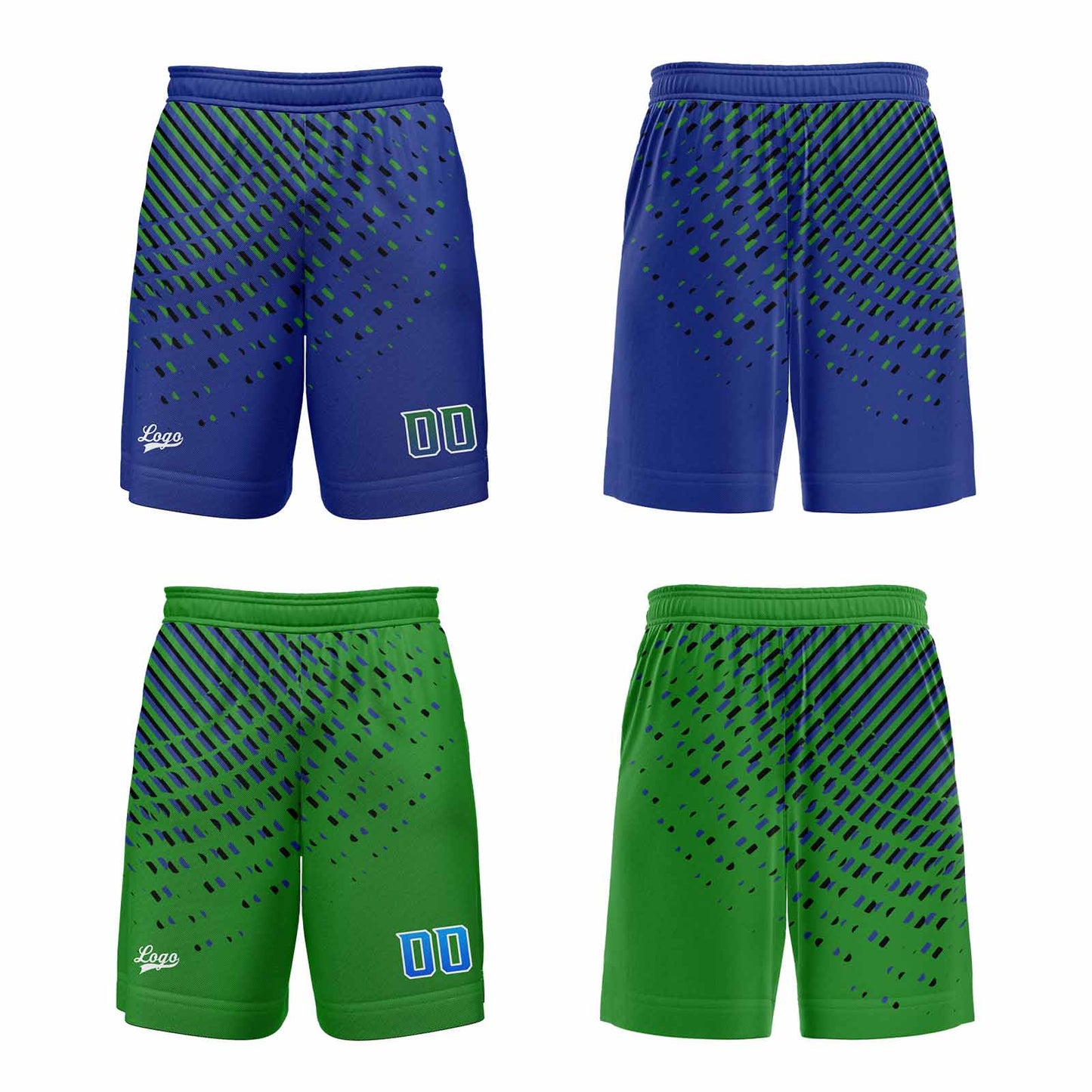 Custom Blue Green Reversible Basketball Suit for Adults and Kids Personalized Jersey