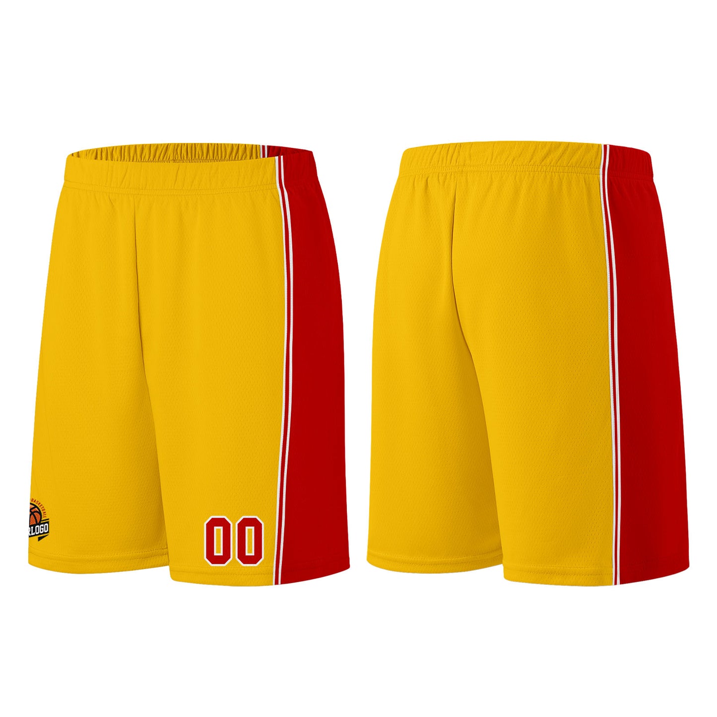 Custom Yellow Red Basketball Jersey for Men Women Adult Youth Stitched Name Number Logo