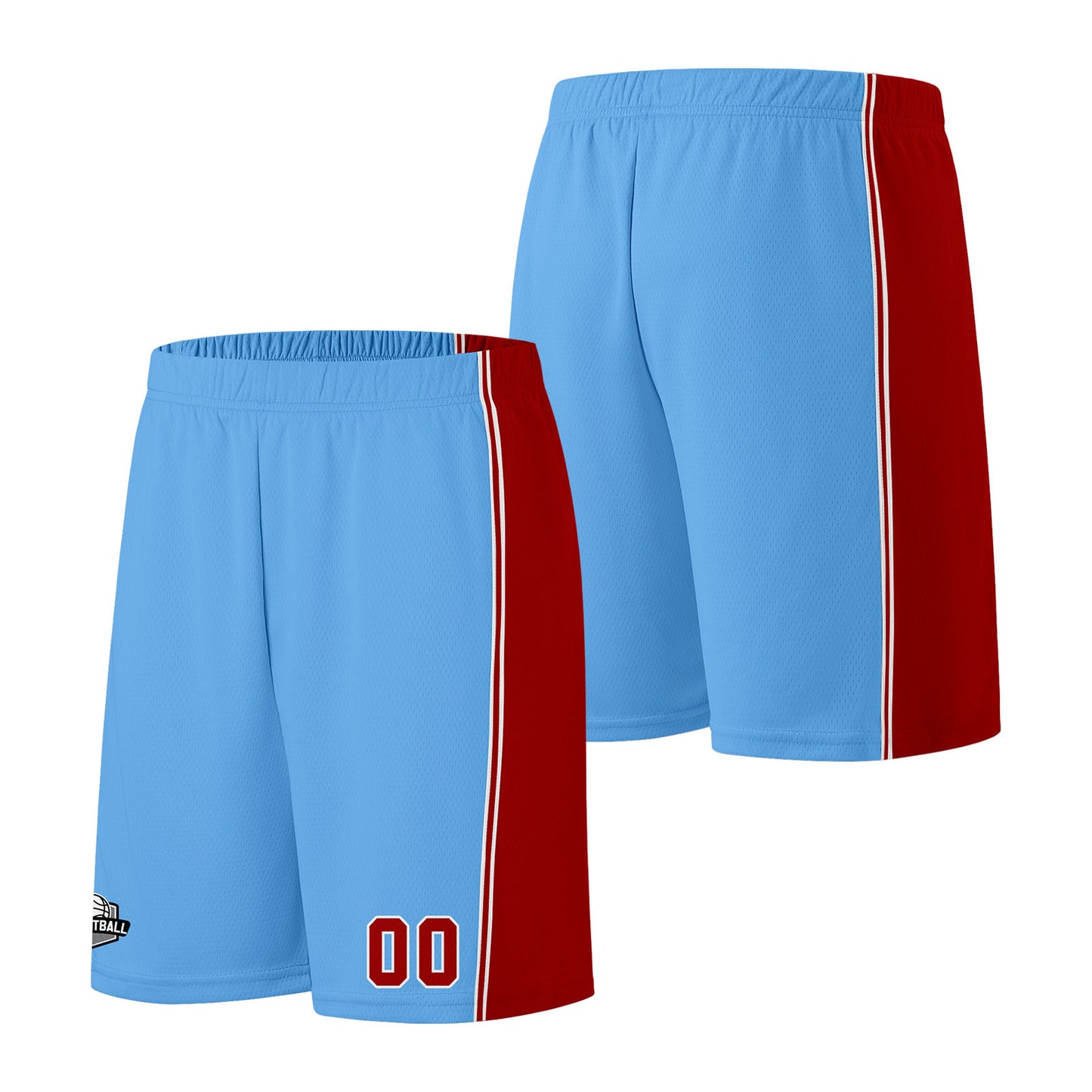 Custom Llight Blue Red Basketball Jersey for Men Women Adult Youth Stitched Name Number Logo