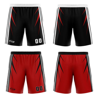 Custom Black Red Reversible Basketball Suit for Adults and Kids Personalized Jersey
