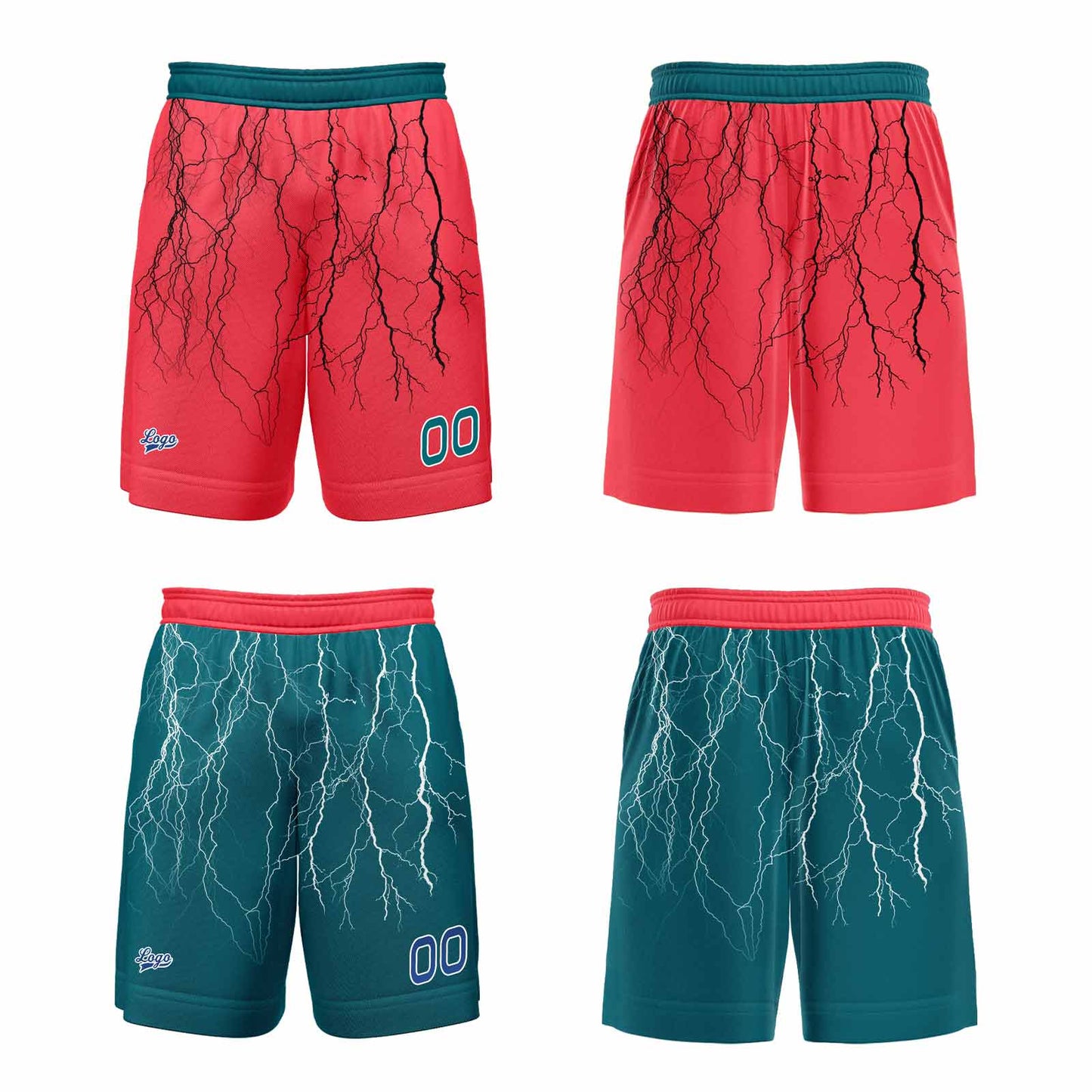 Custom Red Midnight Green Reversible Basketball Suit for Adults and Kids Personalized Jersey