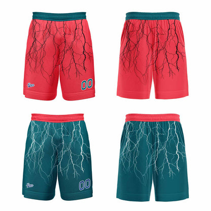 Custom Red Midnight Green Reversible Basketball Suit for Adults and Kids Personalized Jersey