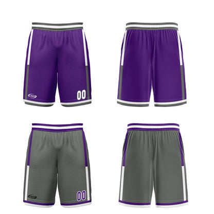 Custom Purple Grey Reversible Basketball Suit for Adults and Kids Personalized Jersey