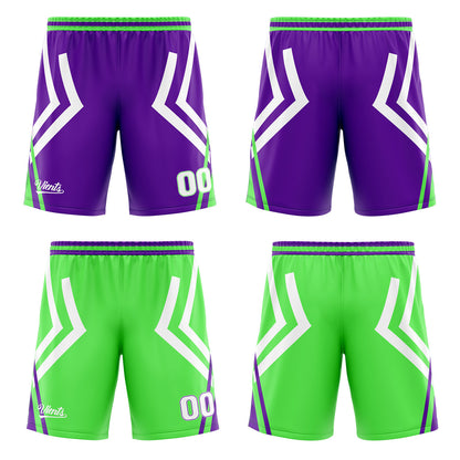 Custom Purple Green Reversible Basketball Suit for Adults and Kids Personalized Jersey
