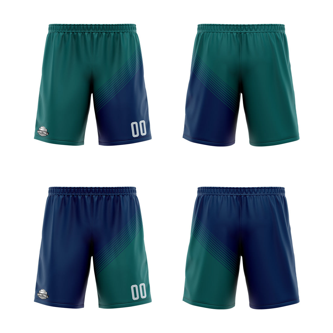 Custom Green Blue Reversible Basketball Suit for Adults and Kids Personalized Jersey