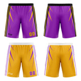 Custom Purple Yellow Reversible Basketball Suit for Adults and Kids Personalized Jersey