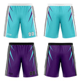 Custom Cyan Dull Purple Reversible Basketball Suit for Adults and Kids Personalized Jersey