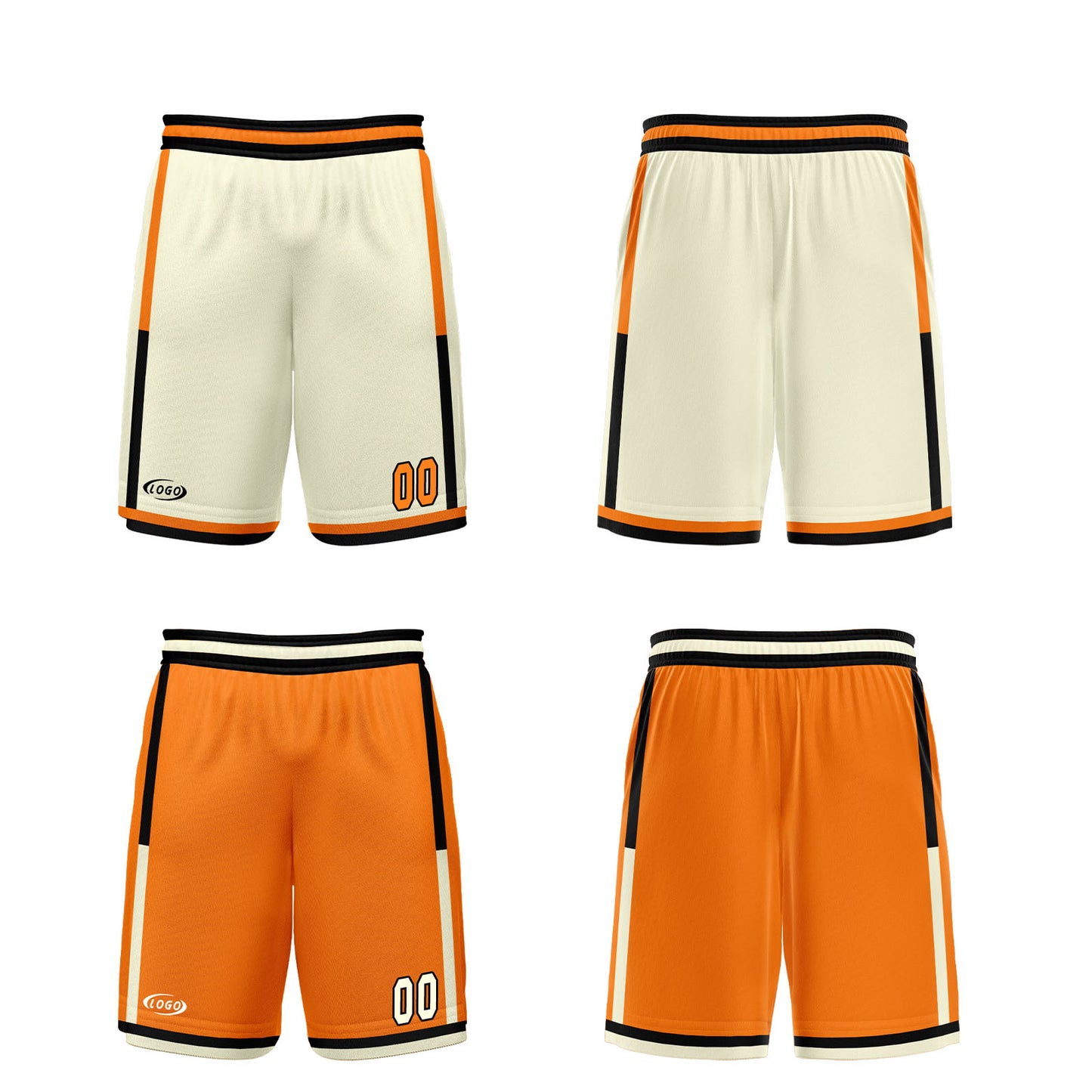 Custom Cream Orange Reversible Basketball Suit for Adults and Kids Personalized Jersey