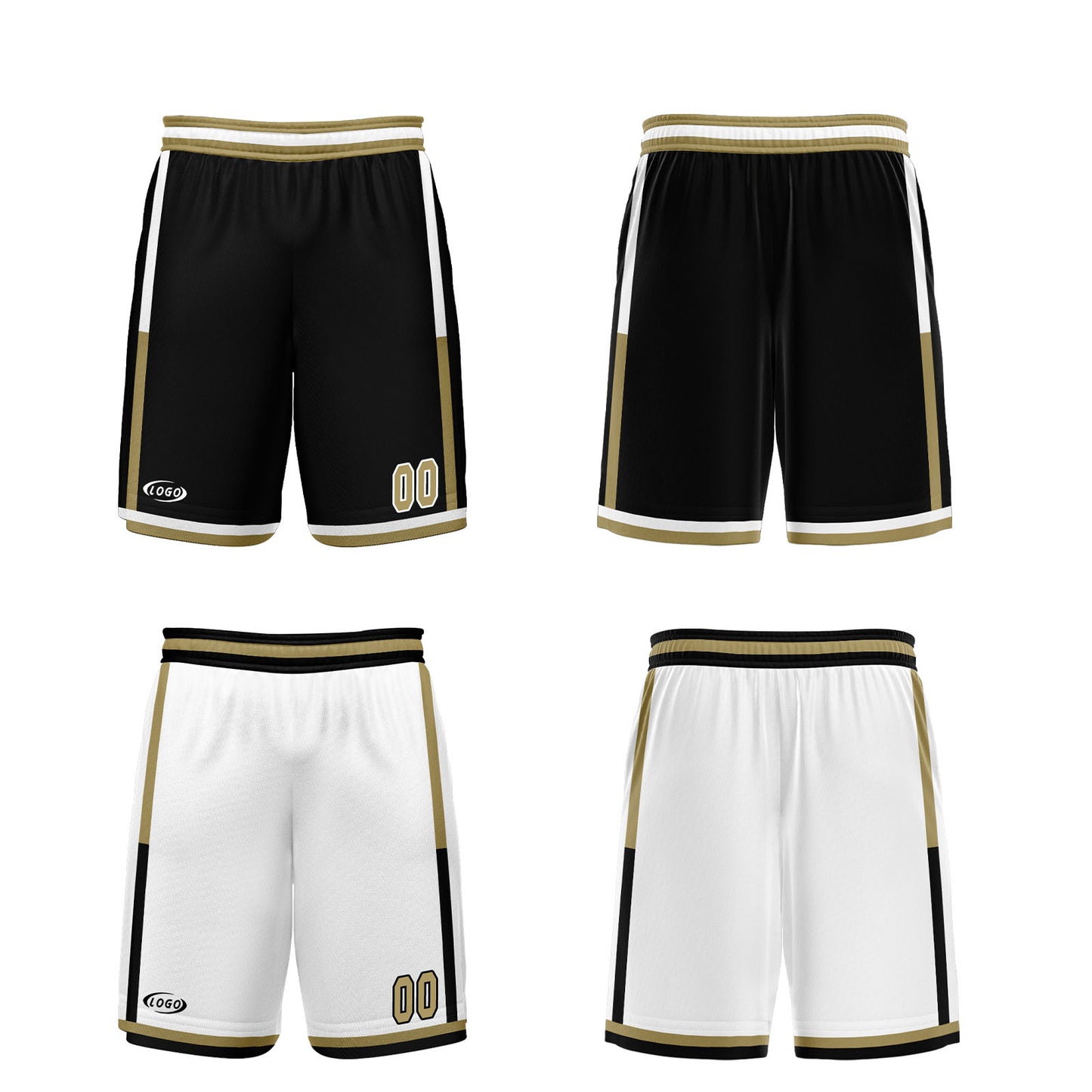 Custom Black White Gold Reversible Basketball Suit for Adults and Kids Personalized Jersey