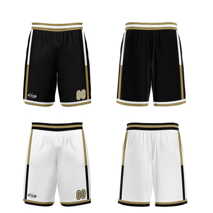 Custom Black White Gold Reversible Basketball Suit for Adults and Kids Personalized Jersey