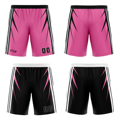 Custom Pink Black Reversible Basketball Suit for Adults and Kids Personalized Jersey