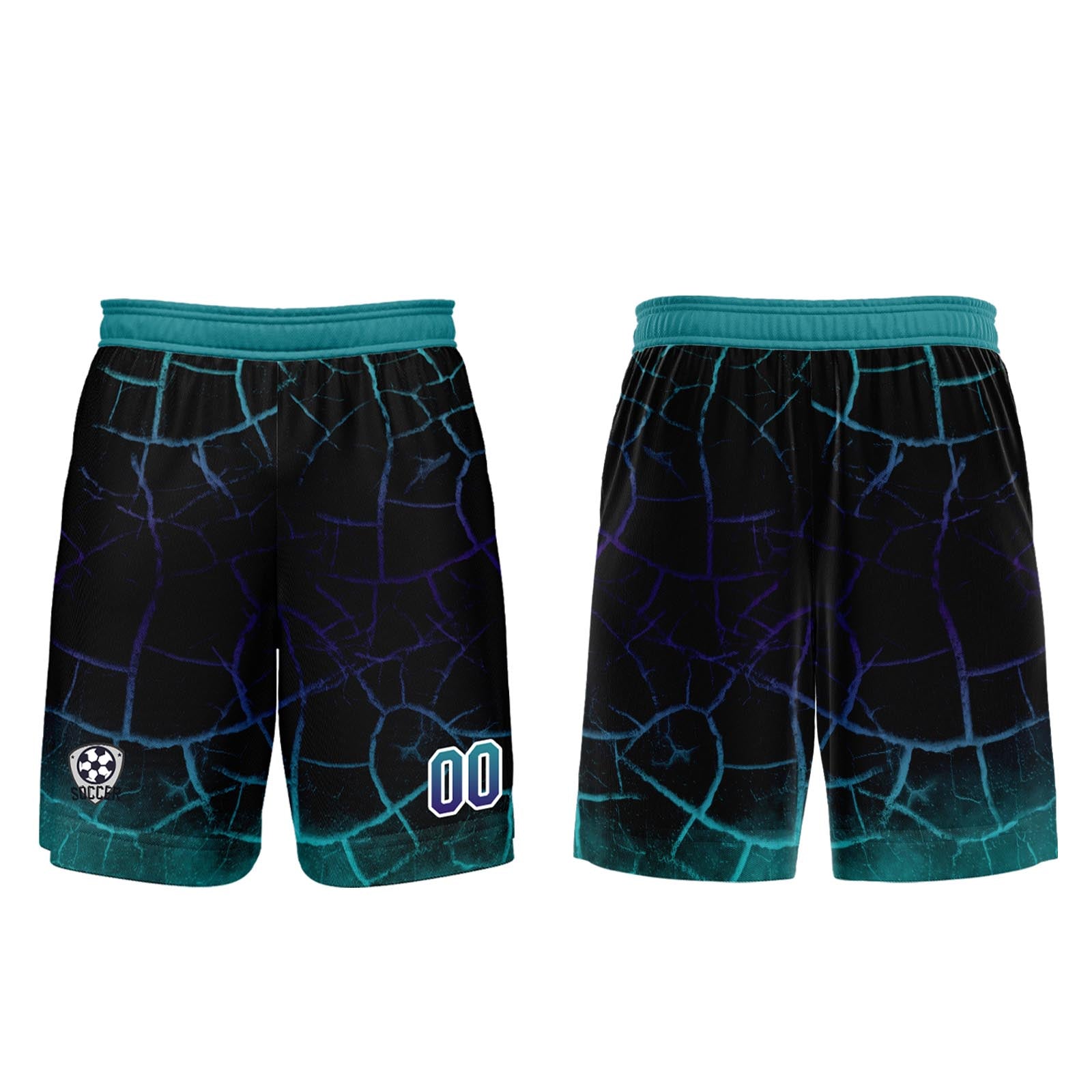 Custom Black Cyan Soccer Uniform Jersey Kids Adults Personalized Set Jersey Shirt