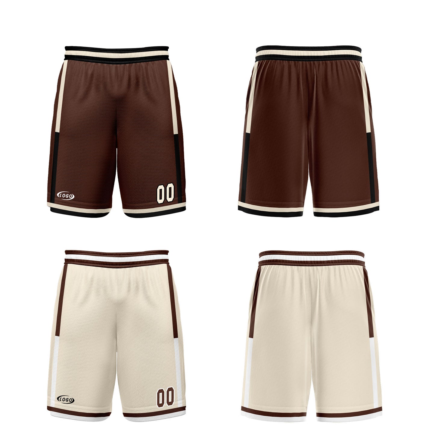 Custom Brown Cream Reversible Basketball Suit for Adults and Kids Personalized Jersey